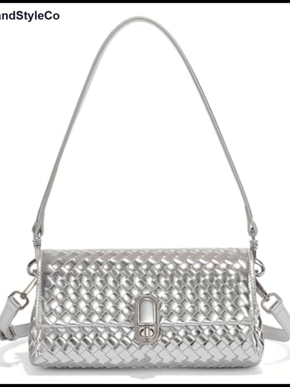 Woven Vegan Leather Shoulder Bag Crossbody Purse
